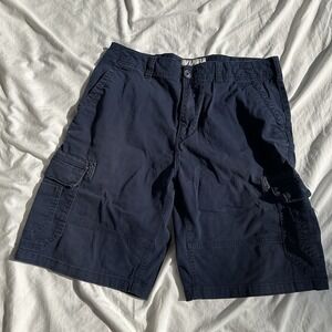 Navy Cargo Shorts Men's Size‎ 34 Navy Ripstop Pockets Baggy Loose Sun+stone